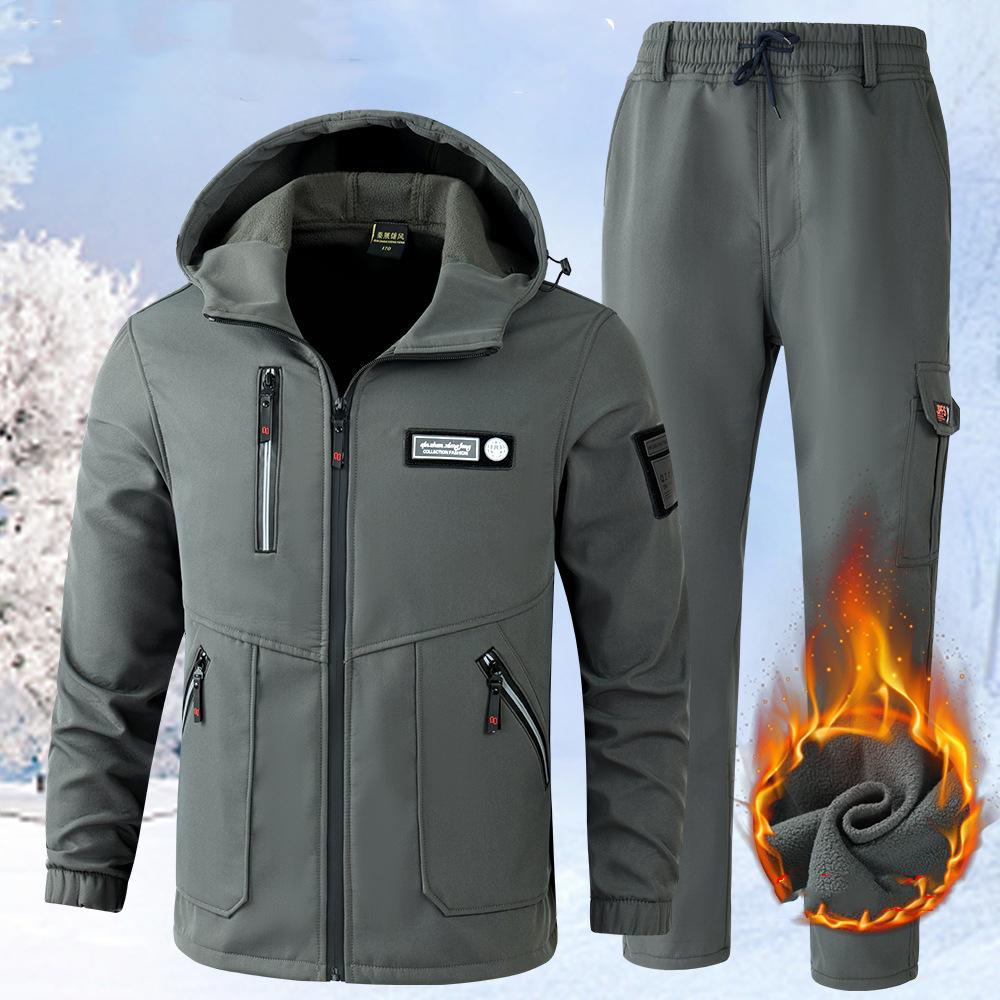 Herren-Set, wasserdichtes Winter-Outdoor-Set, Übergrößen-Set, warme Jacke + warme Hose, 2-teiliges Set 3XL