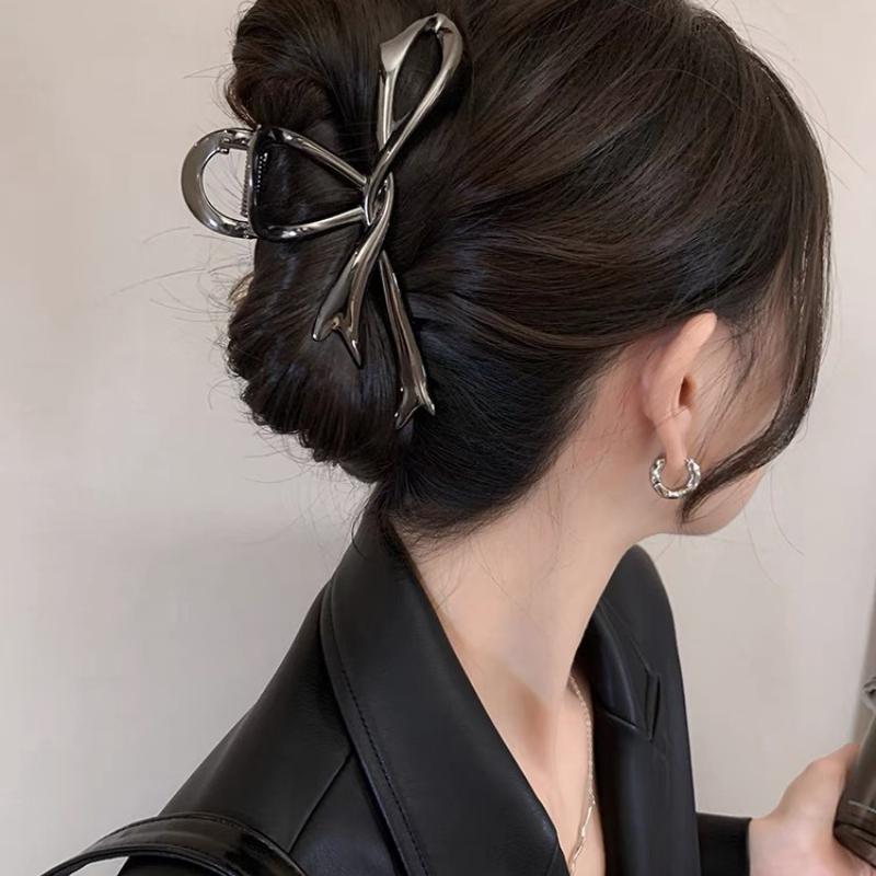 Neue Vintage Band Bogen Haar Krallen Haar Clips Krabben Headwear Haarnadeln Shark Pferdeschwanz Für Frauen Haar Zubehör Barrettes schwarz