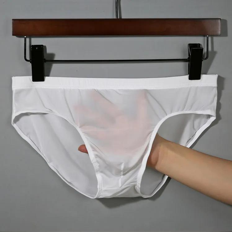 Herren Eis Seide Höschen Nahtlose Unterwäsche Ultradünne Atmungsaktive Boxershorts Männliche Unterhosen L weiß