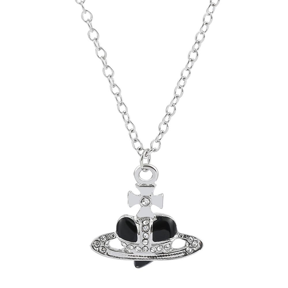 Vivienne Chain Saturn-Halskette, Liebes-Herz-Anhänger-Halskette für Frauen schwarz