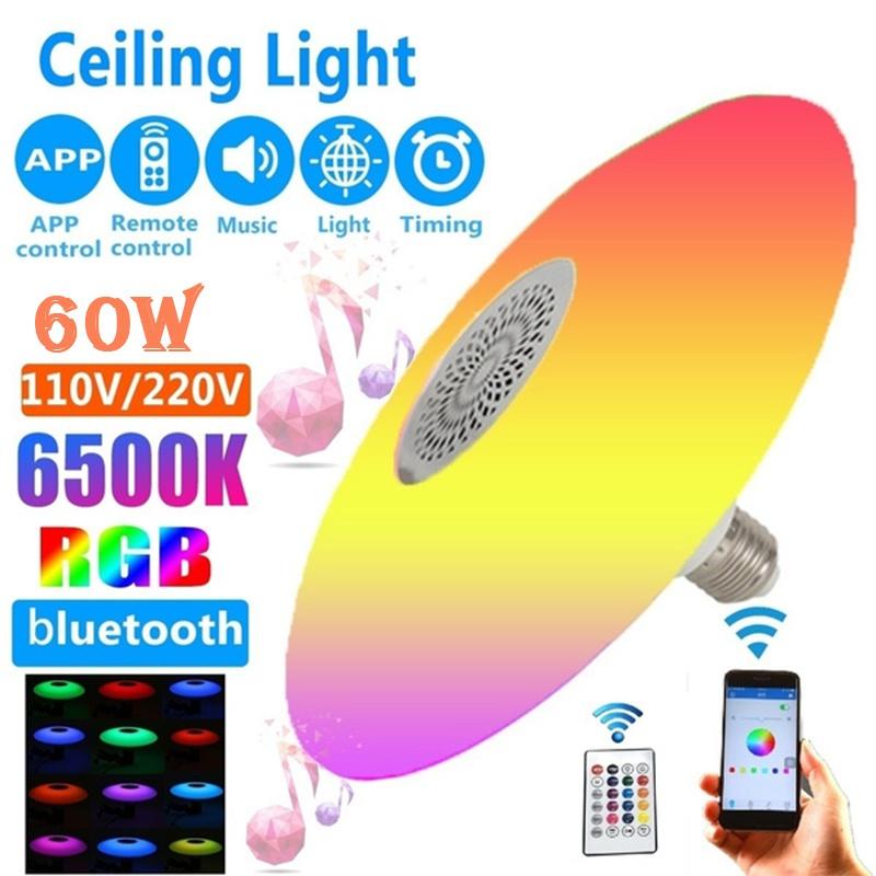18/60 W Musik-Deckenleuchte, RGBW-LED-Deckenleuchte mit Fernbedienung, Bluetooth-Lautsprecher, APP-Steuerung, Nachtlampe für Schlafzimmer, Zuhause, Party, dekorative Lampen 60W