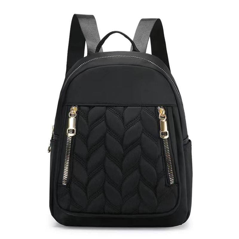 Yogodlns Nylon-Reiserucksack für Damen, Schultaschen für Mädchen, Diebstahlsicherung, kleine Umhängetasche, wasserdichter Rucksack 21x10x17cm schwarz