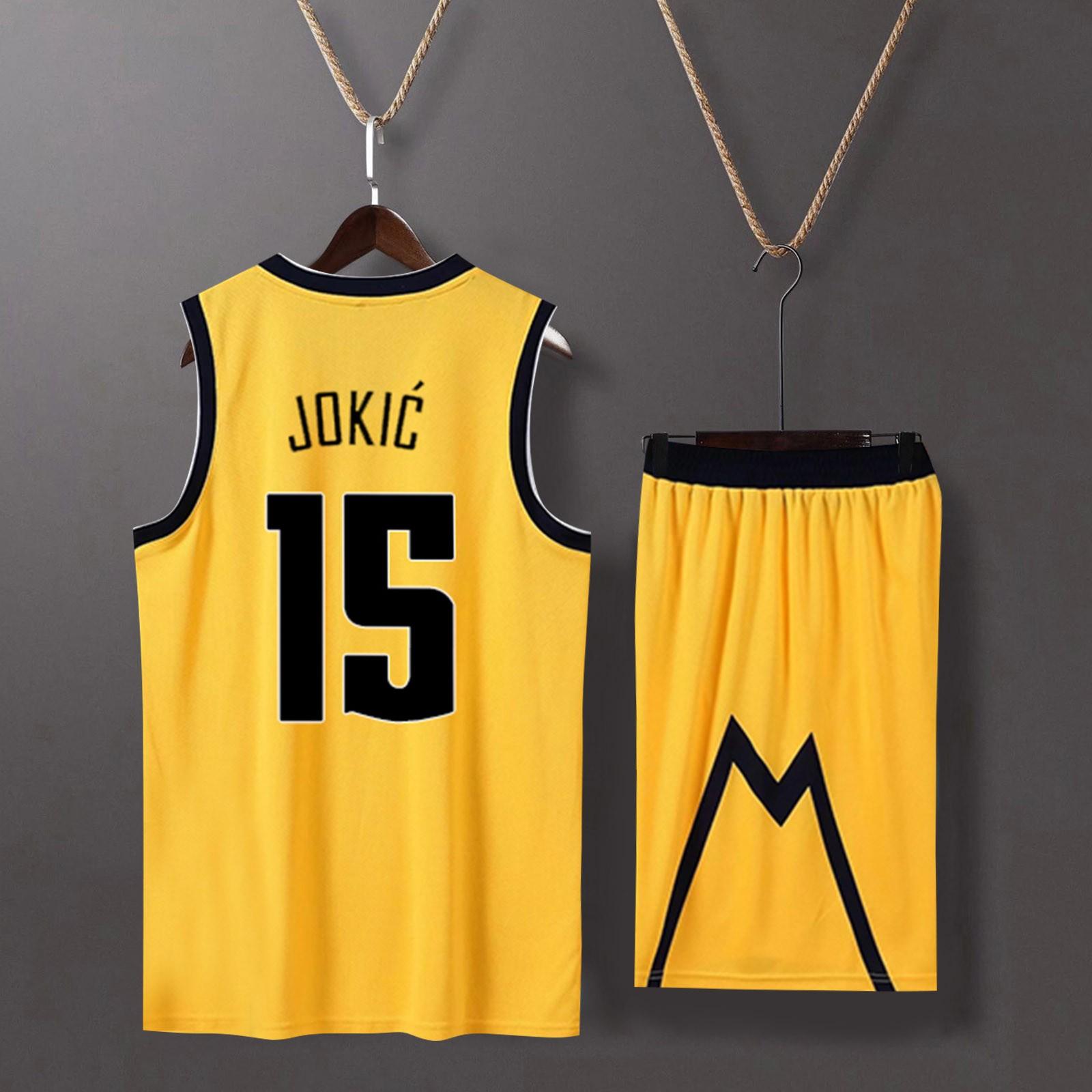 Basketball-Kleidung, Kinder-Basketball-Anzug, klassische Oberteile + Hosen, Basketball-Trikots, Anzug-Set M gelb