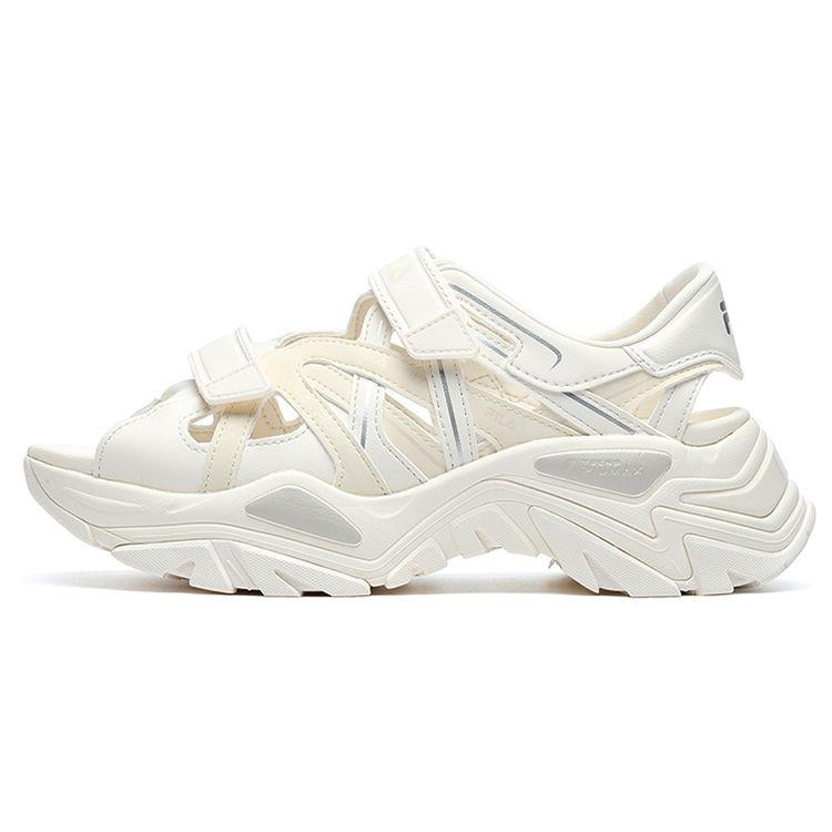 Fila Fishbone Sandale Leder Dicke Sohle Höhenerhöhend Sportlich Bequem Strand Sandalen Damen Sandalen Weiß F12W221407FAG 38.5