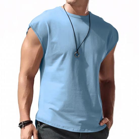 Sommer Herren Mesh Gym Weste Schnelltrocknend Locker Fitness Übung Breit Schulter Sport Ärmelloses Shirt Bodybuilding Tanktop L hellblaue