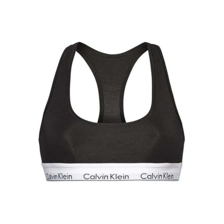 Calvin Klein Bralette Color Block Letter Jacquard Bequemer BH Damen Unterwäsche Schwarz 0000F3785E-001 L