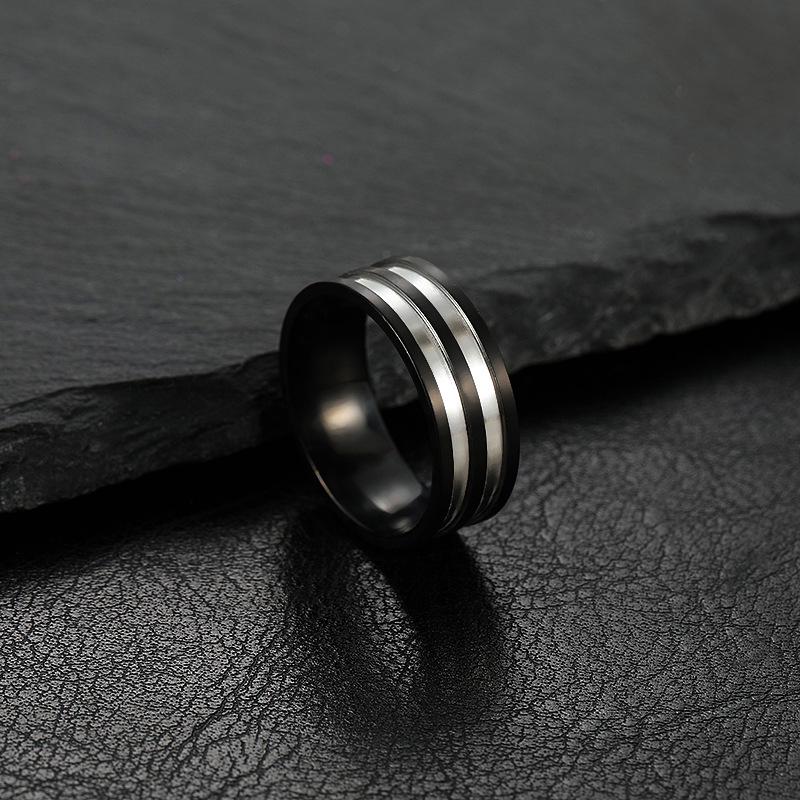 Europäische & Amerikanische Moderne 8mm Zweifarbige Edelstahl Partnerringe 10 schwarz
