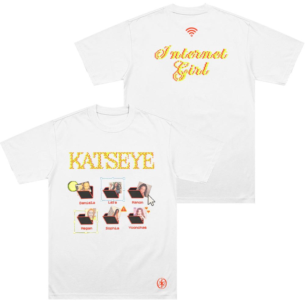 Internet Girl T-Shirt Katseye Merch T-Shirt Neutrale Mode Popmusik Kurzarm Sportbekleidung Shirt Cooles Sommer Baumwoll-T-Shirt XXL weiß