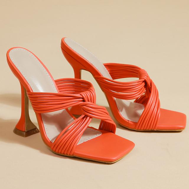 Sommermode Sexy Damen 11cm Hohe Absätze Pantoletten Lady Fetisch Luxus Designer Fransen Orange Außenschuhe Übergröße 42 39 orange