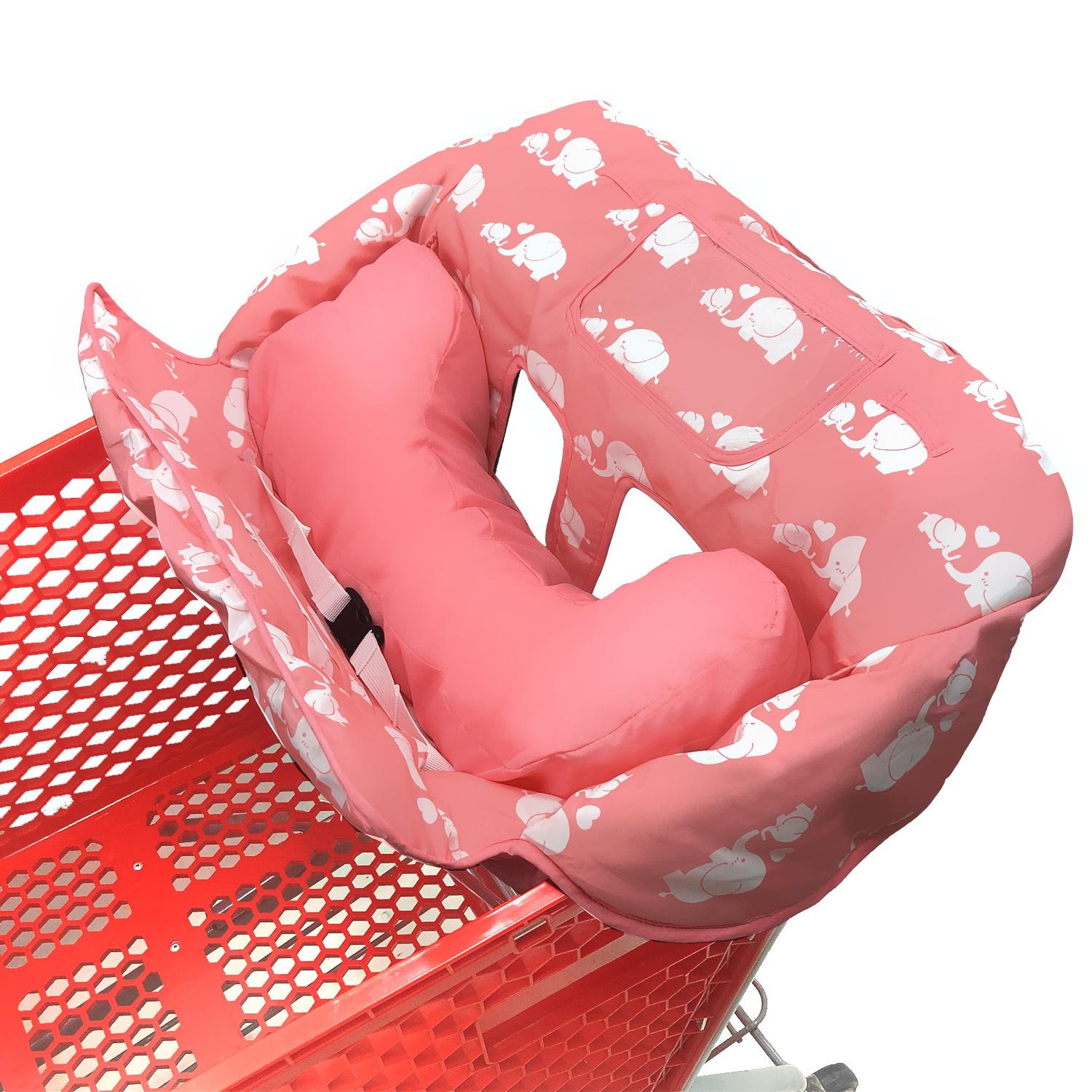 Baby-Einkaufswagen-Kissen für Kinder, 2-in-1-Baby-Hochstuhl-Abdeckung, Einkaufswagen-Abdeckung/tragbarer Baby-Stuhl-Abdeckung rosa