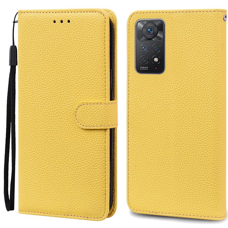 Note 11 Hülle für Xiaomi Redmi Note 11 11S Hülle Leder Brieftasche Flip Case für Redmi Note 11 Pro Handyhüllen Note 11S Cover Fundas Note 11S gelb