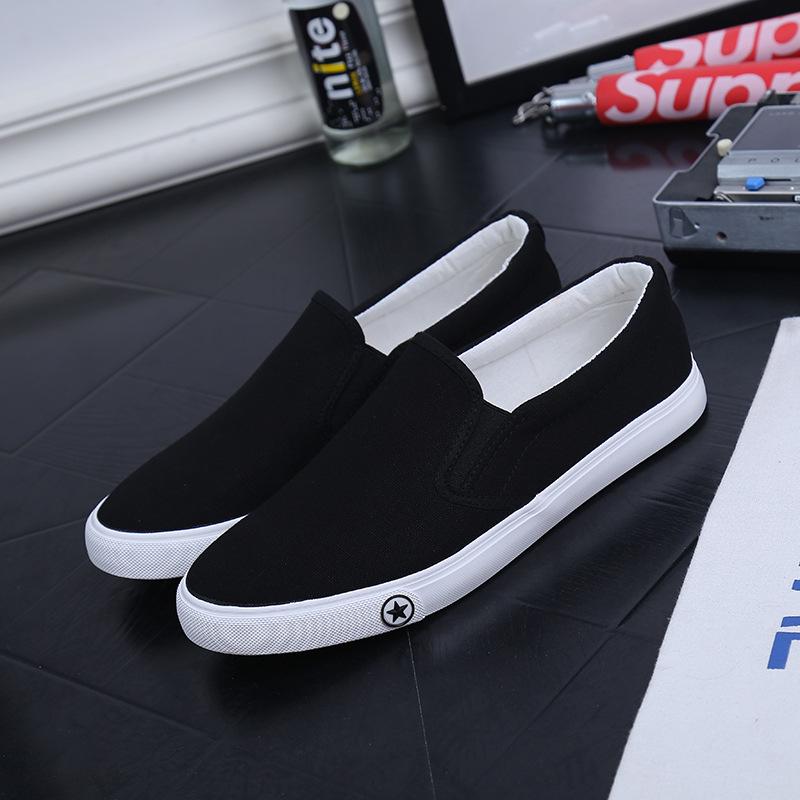 Fashion Classic Slip-on Herren Freizeitschuhe Herren Canvas Schuhe Leichte wasserdichte Herren Flache Freizeitschuhe Herren Vulkanisierte Schuhe 39 schwarz