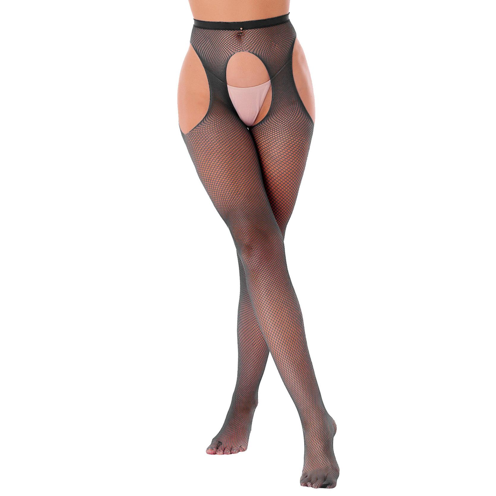 Strumpfhosen mit hoher Taille, Strumpfhosen, Netzstrumpfhosen, Leggings, ausgehöhlte Netzstrümpfe für Damen schwarz