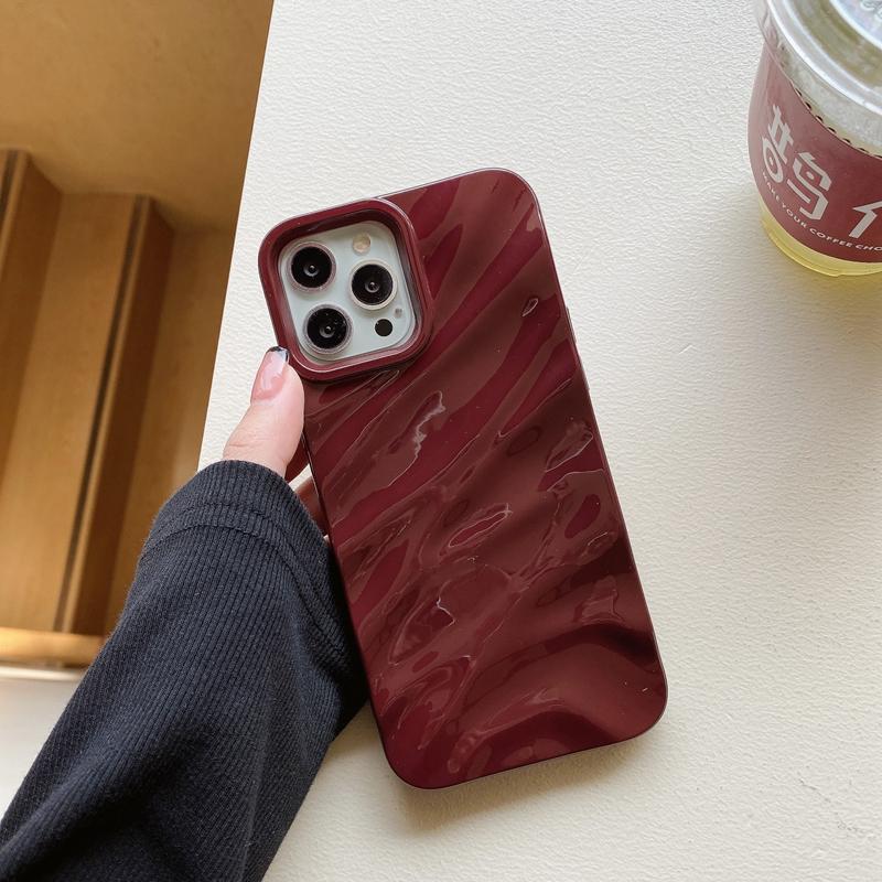 Modische Hülle für iPhone 14 Pro Max 14 Plus 14 Pro 3D-Wasserwellenform-Softphone-Abdeckung für iPhone 14 13 12 11 Pro Max XR XS Max X 6 7 8 Plus SE 2022 iPhone 14 Pro wein rot
