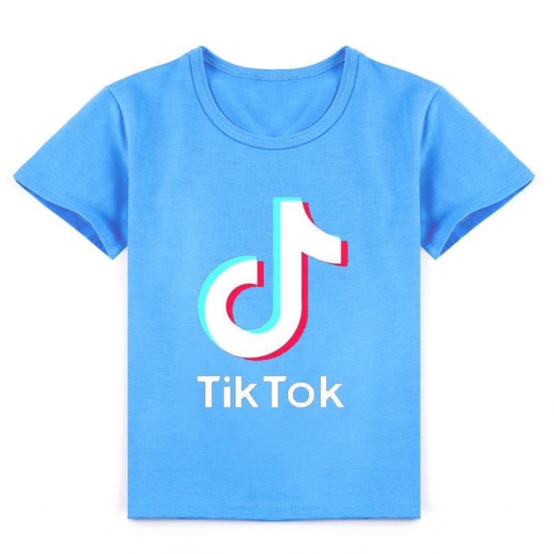 TIKTOK Kinderbekleidung Jungen und Mädchen Mode Kurzarm 160cm hellblaue