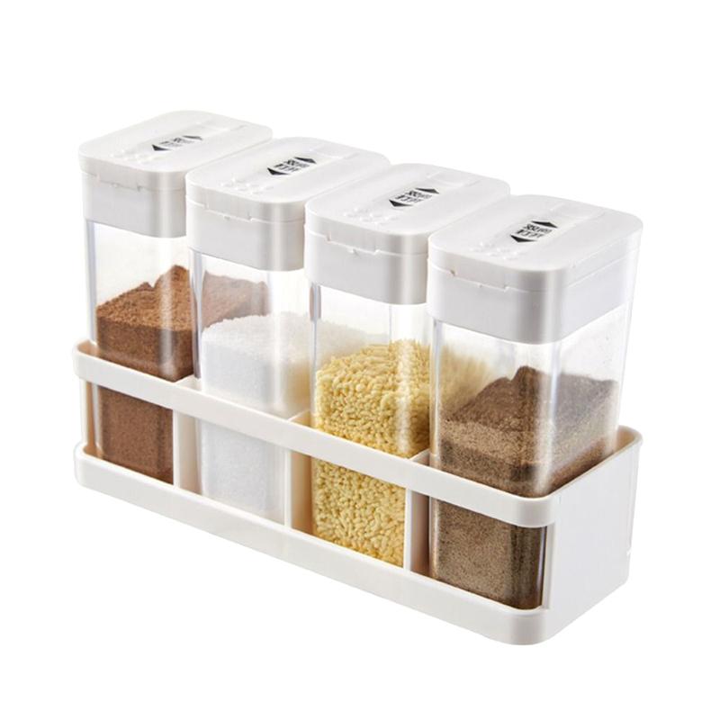 Gewürzgläser Set Kunststoff Gewürzaufbewahrungsbox Set mit Deckel Transparent Grill Aufbewahrungsbehälter Gewürzregale Küchenzubehör A