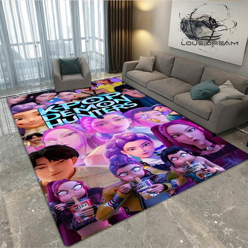 3D KPop Dämonenjäger Druck Teppich Rutschfester Teppich Außen Teppiche Bereichsteppich Heim Schlafzimmer Dekor Teppich für Schlafzimmer Geburtstagsgeschenk 40x60cm black