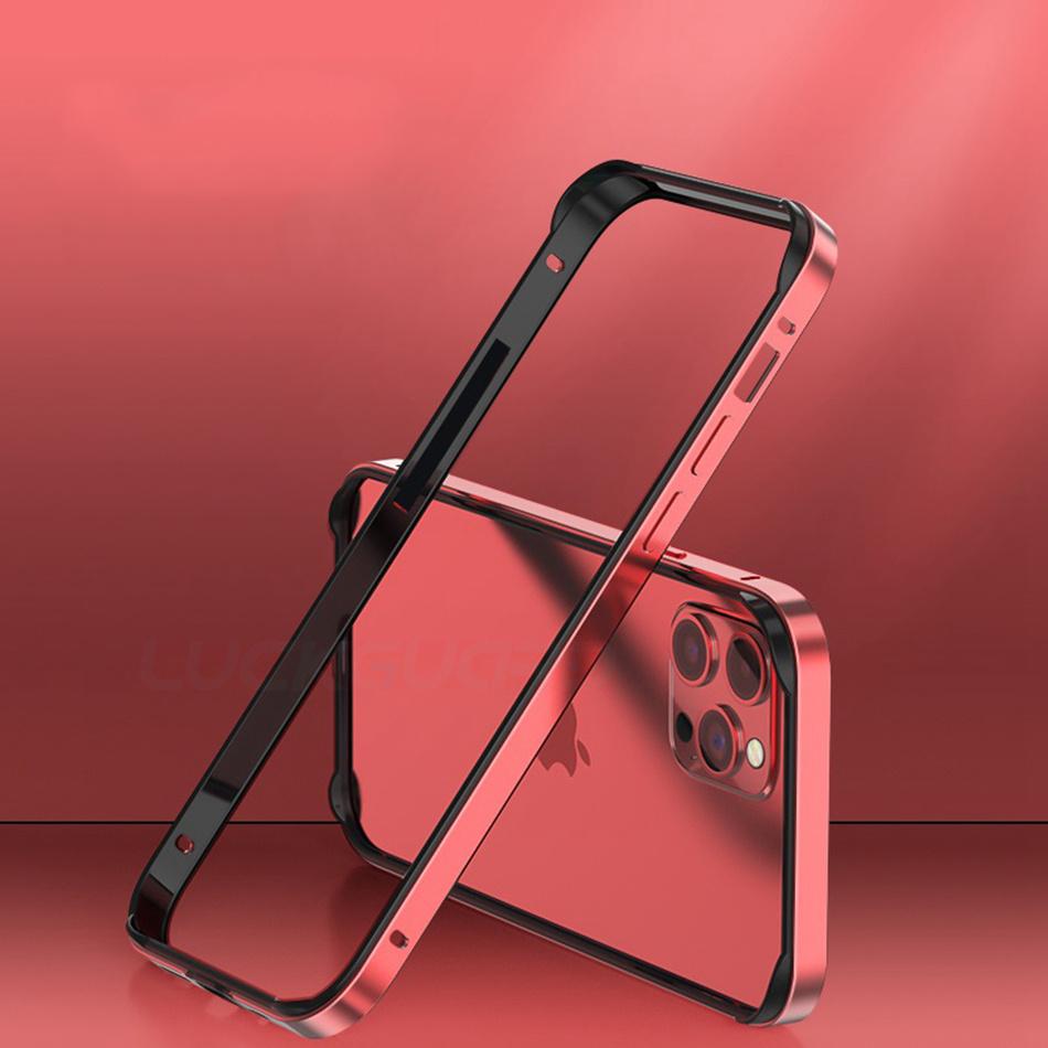 Hybrid Silikon Rahmen Aluminium Metall für iPhone 14 13 12 11 Pro Max Hülle lila Bumper für iPhone 13 Mini X Xr Xs 7 8 6 s Plus For iPhone 12 Mini rot