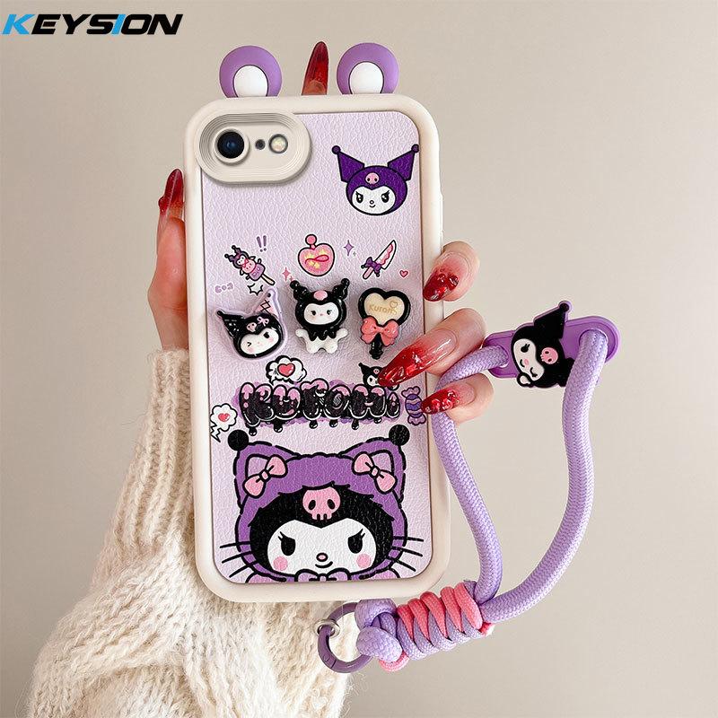 KEYSION Niedliche Ohr 3D Cartoon Hülle für iPhone SE 2020 2022 mit Armband Silikon Stoßfest Handyhülle für iPhone 8 7 6s Plus for iPhone 8 Plus