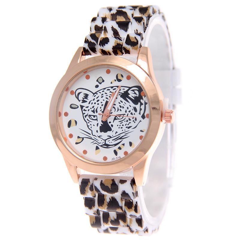Mode Leopard Print Quarzuhr Frauen Silikon Sport Uhren Silikon Band Quarz Armbanduhren Damen Weibliche Uhr