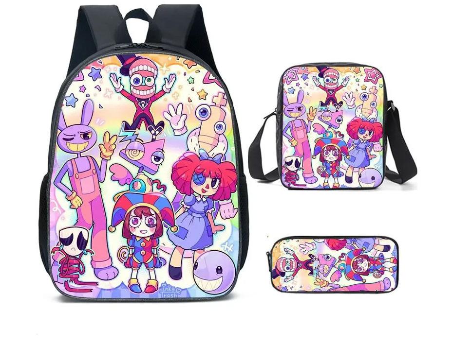 Digitaler Zirkus Kinder-Schultasche Der Erstaunliche Digitale Zirkus Schülerrucksack Umhängetasche 16inch three-piece set