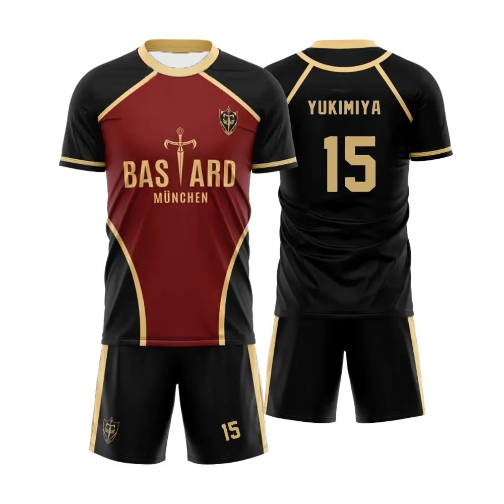 Blue Lock Anime Herrenanzüge Futsal Vl Replika Bastard München Trikot Kurzarm Shorts Set Herren Damen Freizeit Sport T-Shirt 2XL