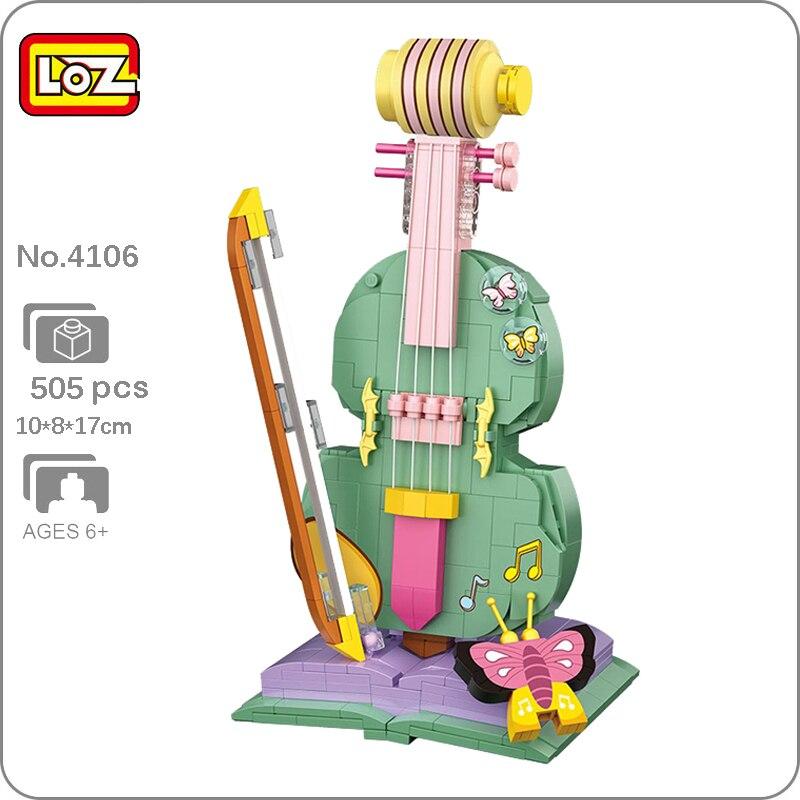 LOZ 4106 Cartoon Musikinstrument Violine Notizbuch Schmetterling Modell DIY Mini Blöcke Ziegel Bauspielzeug für Kinder Geschenk keine Box