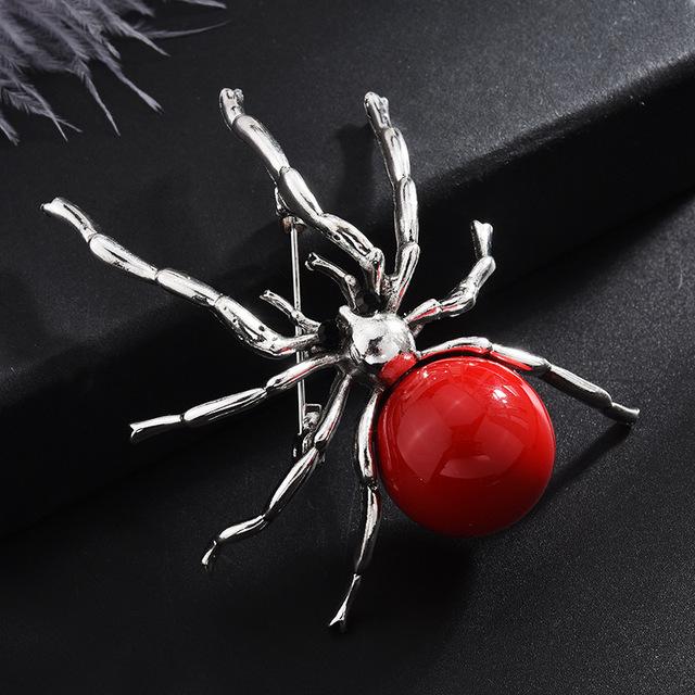 Neue Vintage Spinne Perle Brosche Pins Koreanische Mode Insekt Revers Pins Corsage Abzeichen Schmuck Geschenke Für Frauen Und Männer Zubehör gray