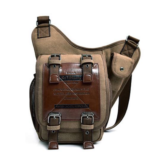 Retro Leder Military Vintage Messenger Herren Umhängetaschen Umhängetaschen Reise Pocuh Mann Bolsa Tasche braun