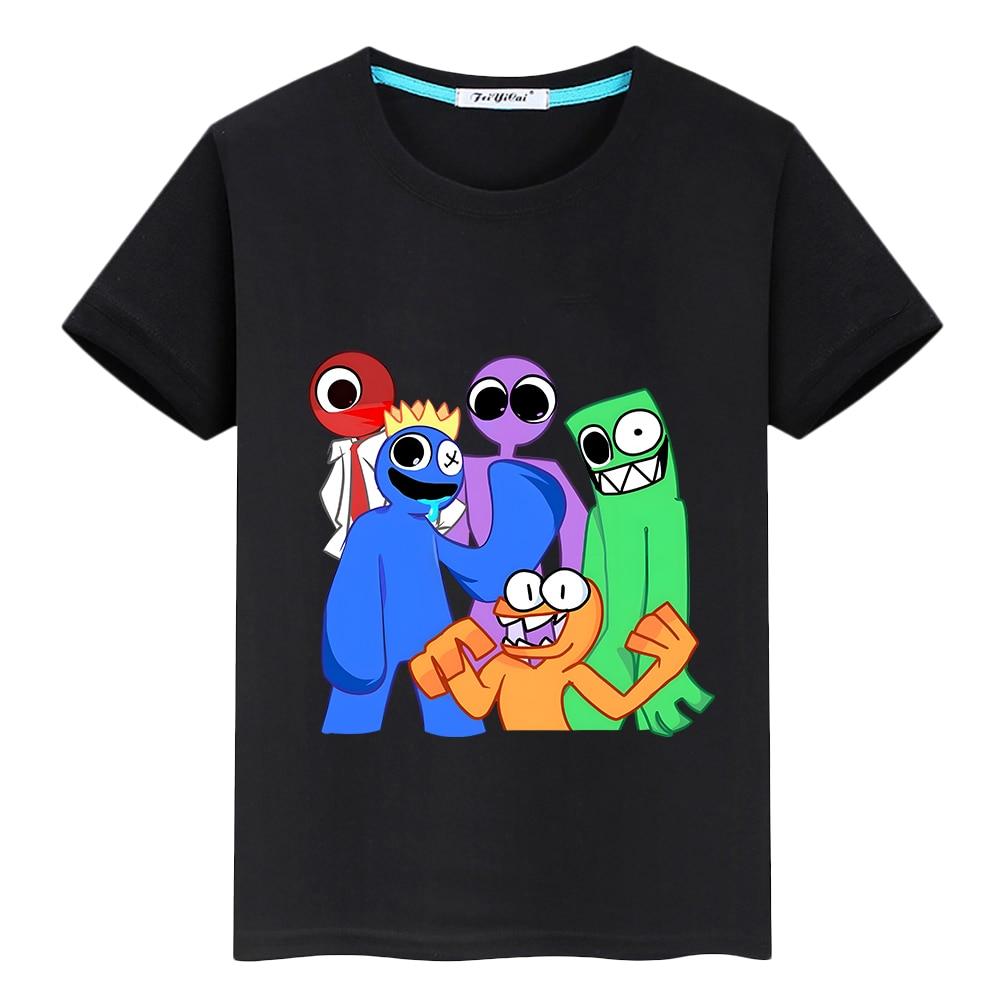 Regenbogen Freunde Kinder T-shirt 100 % Baumwolle kurze Tops Anime Print T-Shirts Jungen Mädchen Kleidung Sommer Casual Kawaii Kinder Kleidung 130