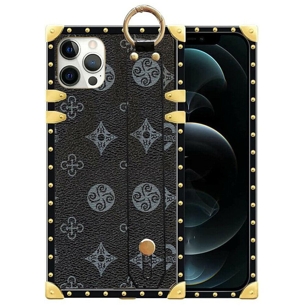 Für Samsung S23 S22 S21 ultra A13 A53 A33 A12 A22 A32 A52 A31 A51 A20 A50 A70/Redmi 9 9A 9C Fall Abdeckung Retro Muster Square Trunk Box Armband Fällen Samsung S21 schwarz