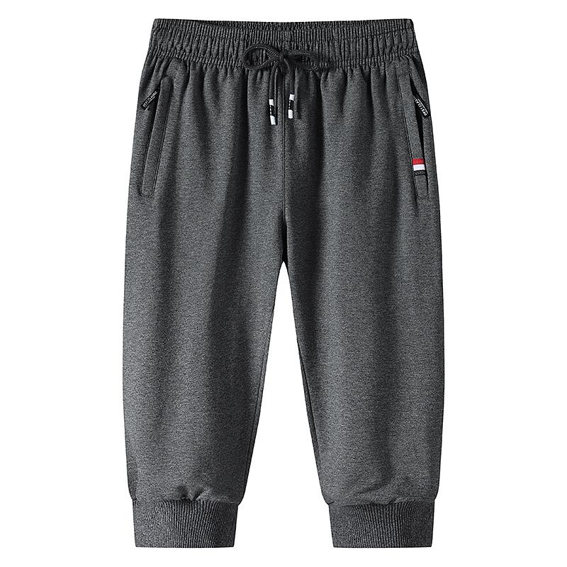 Reine Baumwolle Herren Sommer Neue Freizeithose Herren Shorts Herren Einfarbig Herren Sport Elastisch Jugend Cropped Hose 5XL dunkelgrau