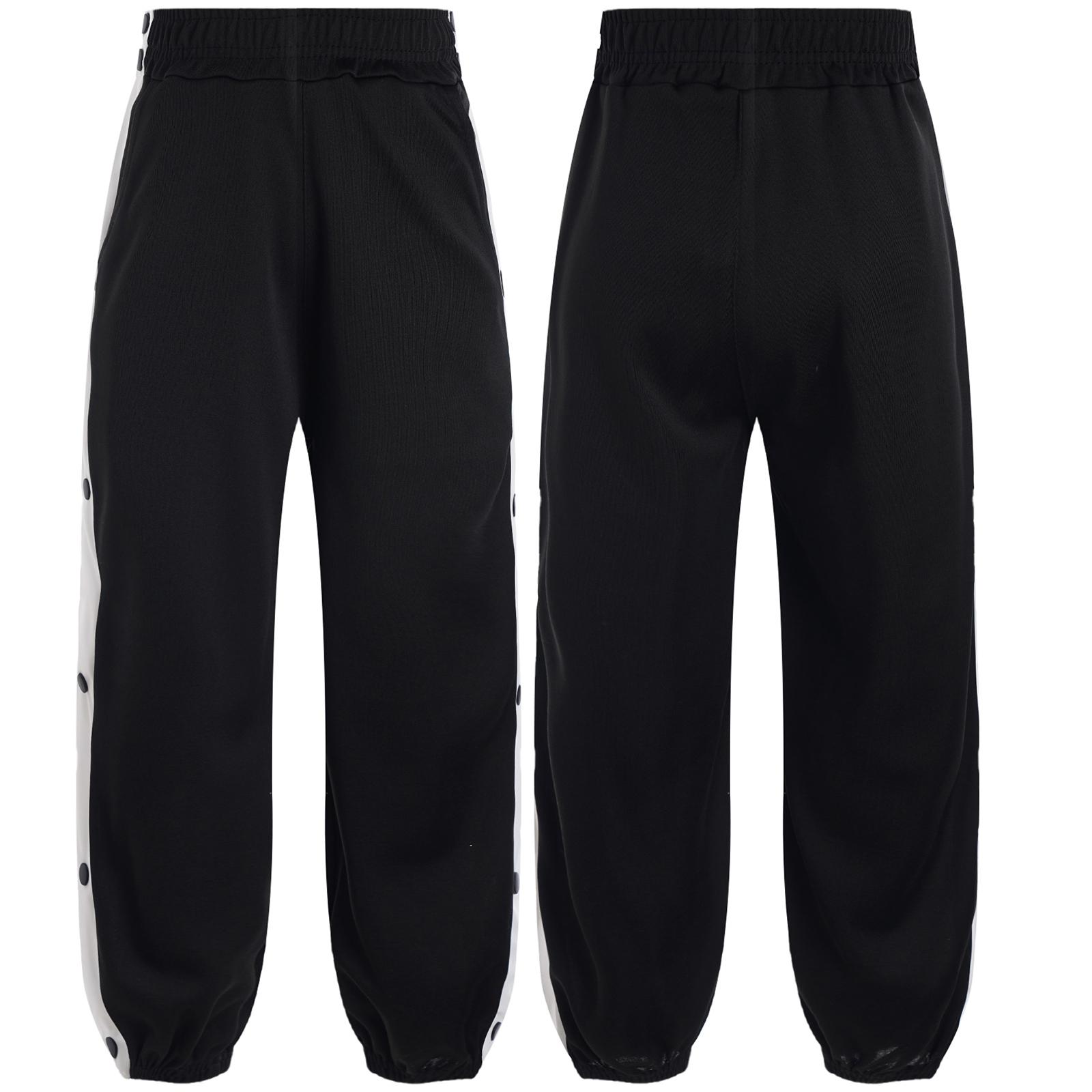 Jungen Post-OP-Hose mit abreißbarem Knopf, Hose für Basketball, Jogginghose, Sportbekleidung für das Fitnessstudio 7-8 Years schwarz