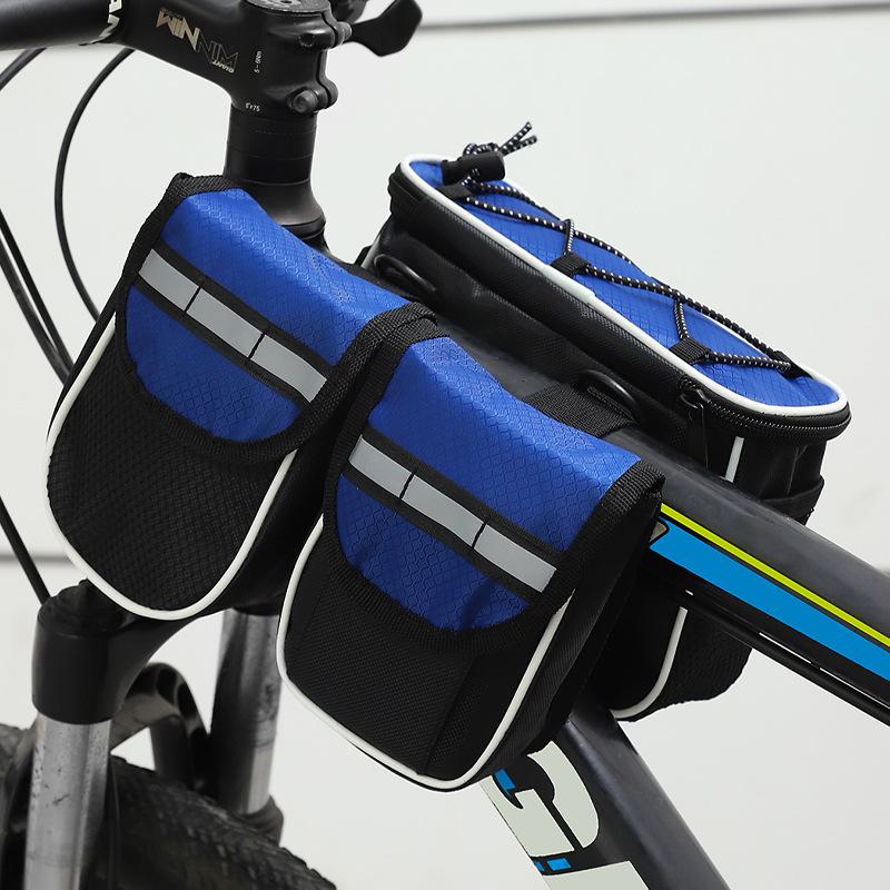 Wasserdichte 4-in-1 Mountainbike-Tasche: Oberrohr, Vorderrohr, Sattel, Rohr - Fahrradzubehör 4-in-1 blau