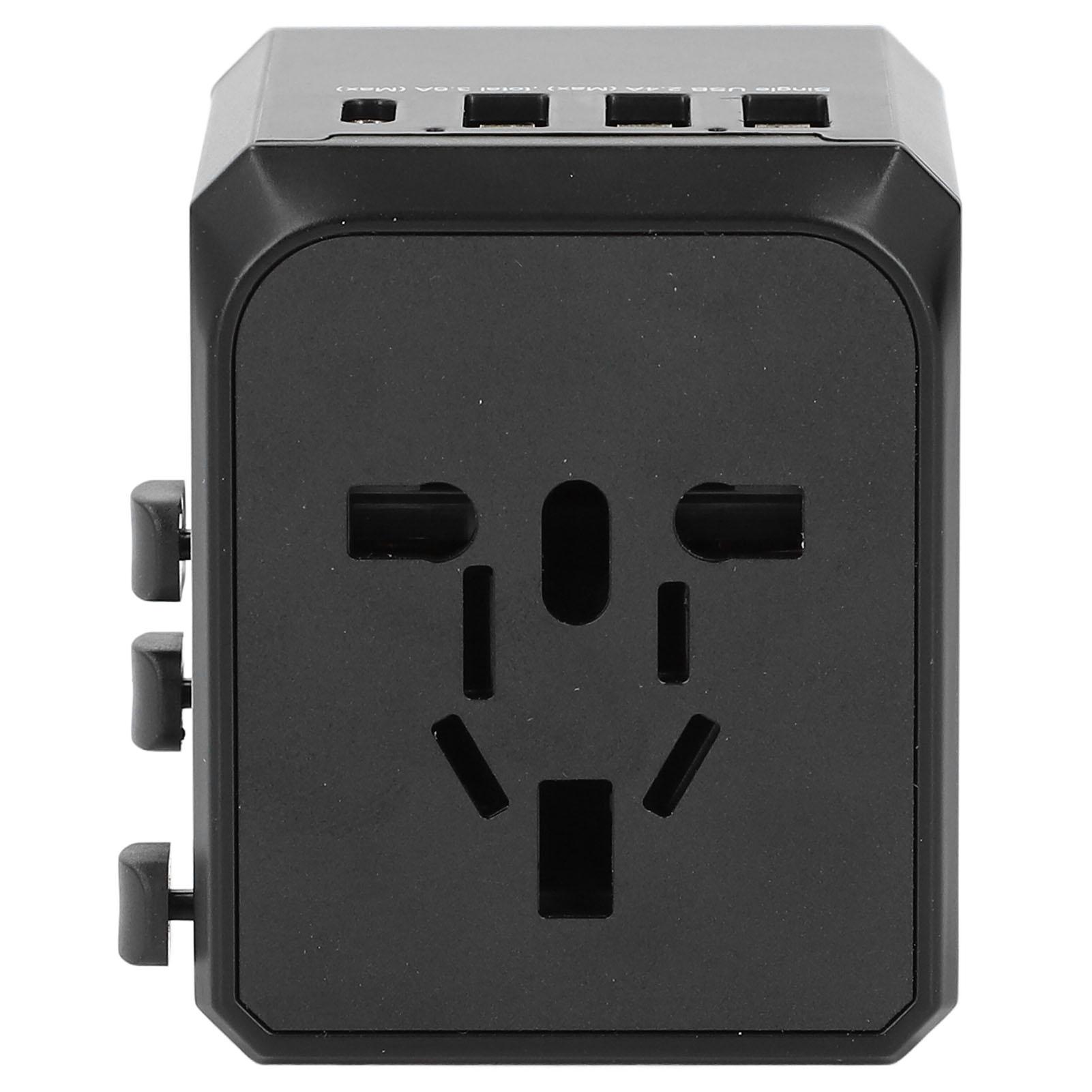 Reise-Netzteil mit 3 USB A 1 USB C Tragbarer Leiser Reise-Spannungswandler für Haartrockner schwarz