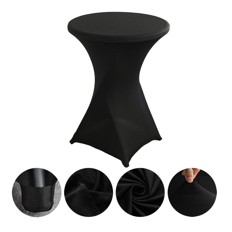 Höhe Stretch Runde Tischdecke Cocktailtischhülle Spandex Tischdecke Bar Hotel Party Hochzeit Elastische Tischdecke Deko 1PC-80*110cm schwarz