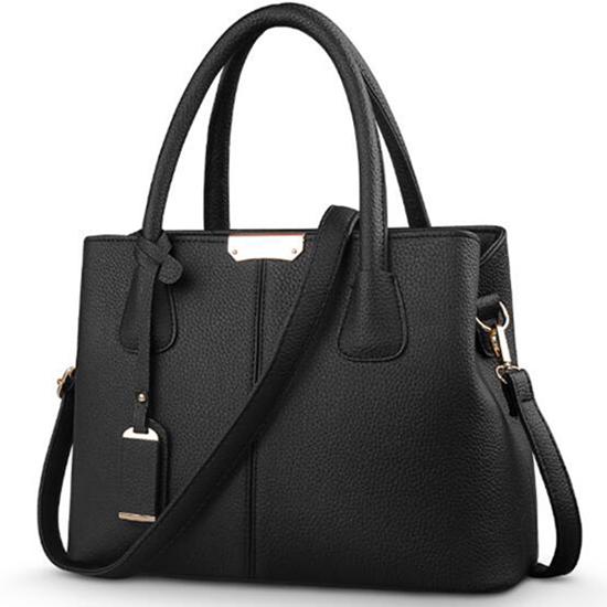 Yogodlns Damen-Handtaschen aus Leder, quadratische Schultertasche, Umhängetasche 29.5cm*21.5cm*13cm schwarz