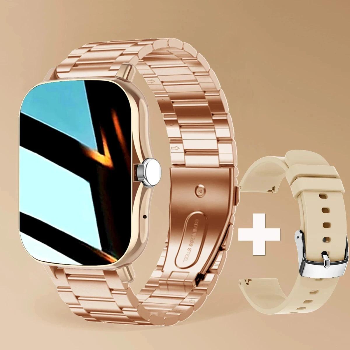 2025 Neue Smartwatch Für Männer Frauen Geschenk Für Xiaomi Voll-Touchscreen Sport Fitness Uhren BT Anruf Digitale Smartwatch Armbanduhr steel strip gold