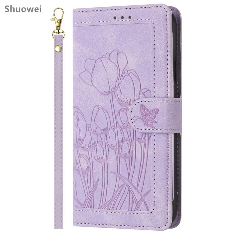 Für Samsung Galaxy S22 S23 S24 S25 Edge Ultra Pro Plus FE Hülle Brieftasche Leder Klapphülle Kartenhalter Abdeckung Galaxy S25 Edge violett