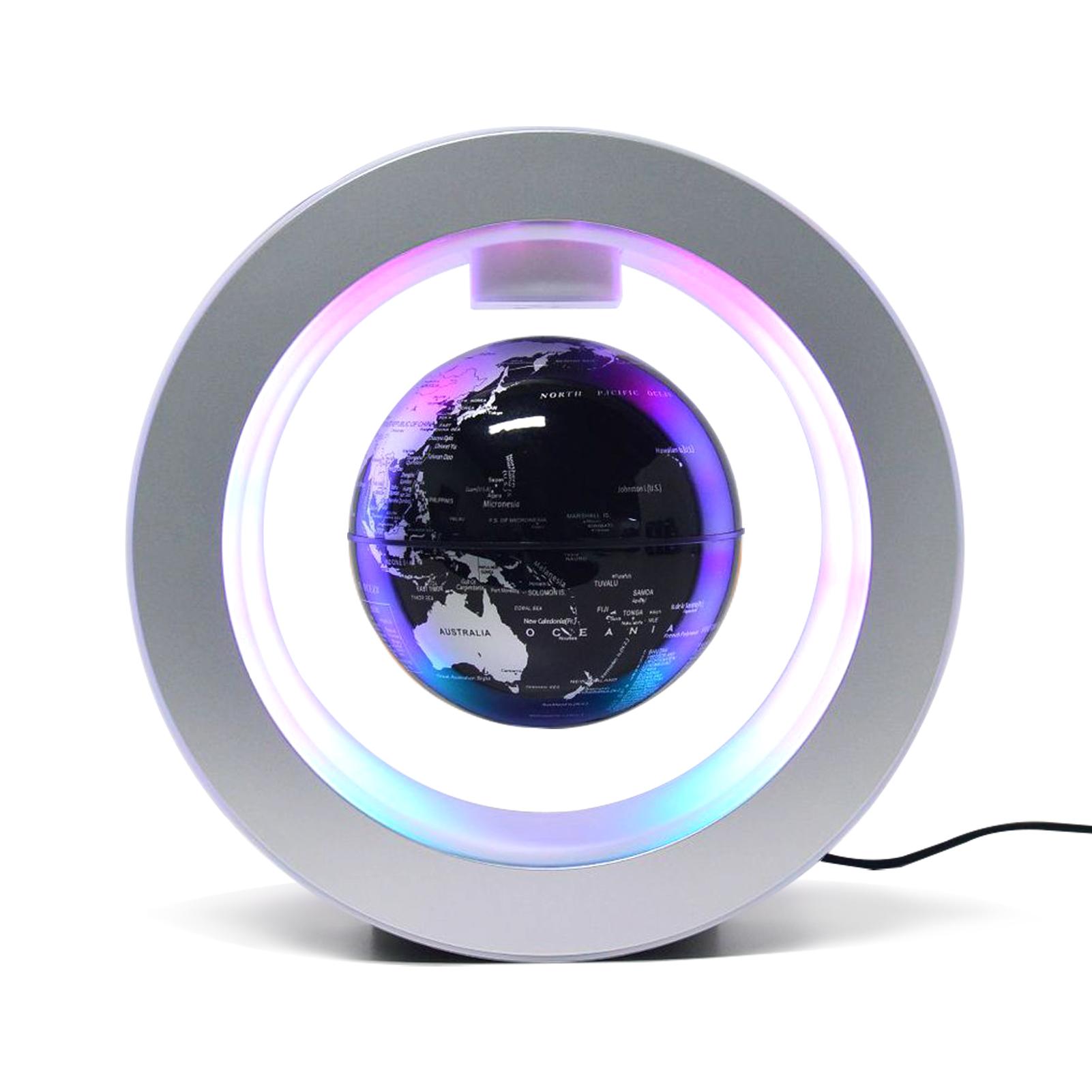 Schwebender Globus 4 Zoll Magnetschwebebahn Rotierende Weltkarte mit mehrfarbiger Lichtbasis Kreativ No LED Globe   B-EU Plug