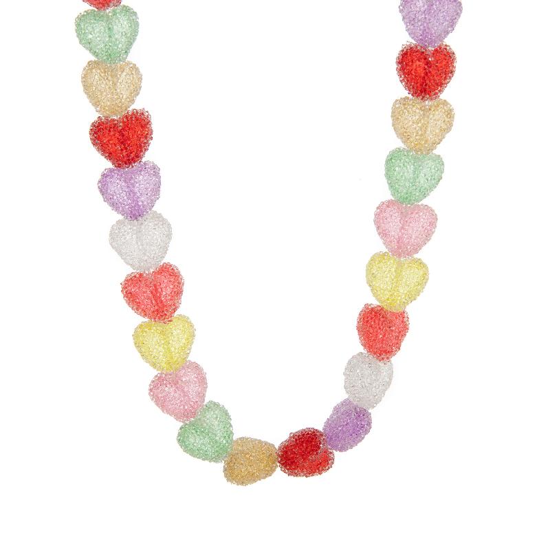 1 Stück Mädchen Süße Gummibärchen Harz Süßigkeiten Anhänger Stapel Schmuck Choker Halskette Neu Bunte Gelee Herz Halsketten für Frauen Geschenke A2
