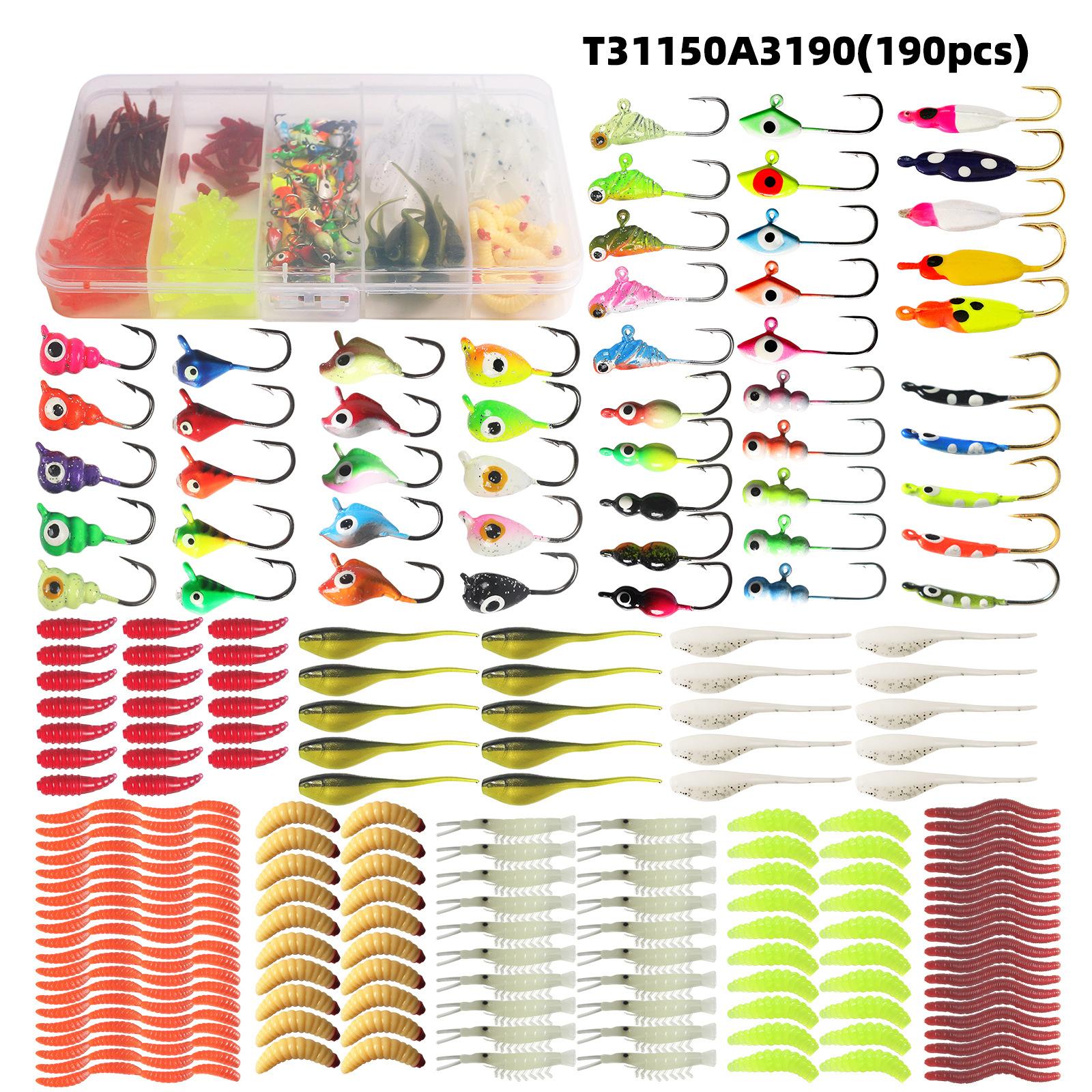 190 stücke Eis Angeln Jigs Eis Angeln Lockt Eis Angeln Starter Kit für Walleye Crappie Panfish 190pcs