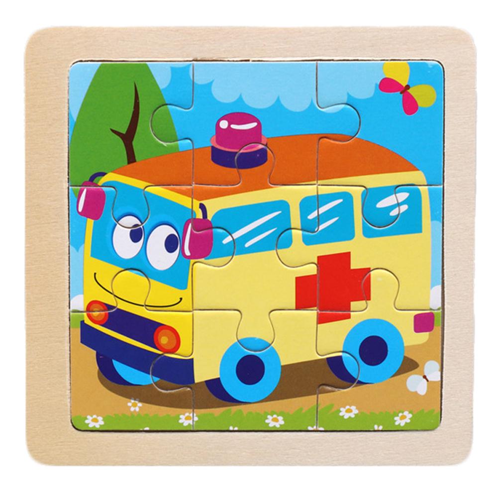 TOYS & TOTS 9 Stücke Holz Cartoon Tiere Puzzle Lernen Bildung Panel Kinderspielzeug Police Car#