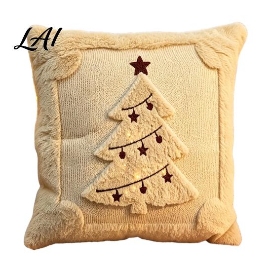 Winter Heimdeko Zubehör Weihnachten Überwurf Kissenbezug 45x45 cm Plüsch Kissen 3D Schneemann Rot und Weiß Weihnachten Akzente Rentier Muster Gemütliche Hülle 45x45cm D beige