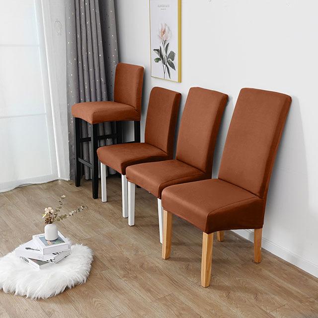 Einfarbige Spandex-Stuhlhussen, Stretch-Stuhlhussen für Esszimmer, Küche, Hochzeit, Büro, Hotel, Polyesterstoff XL(60-70cm) kaffeebraun