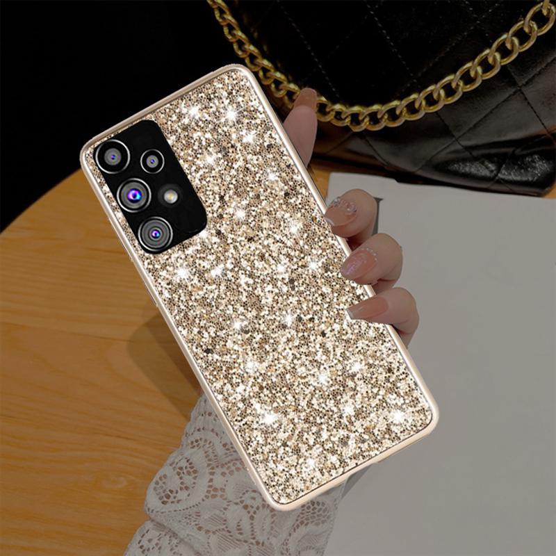 Luxus Bling Glitzer Handyhülle für Samsung Galaxy S23 S22 S21 FE Ultra Plus A14 A23 A33 A53 A73 A22 A32 A53 A72 A12 A51 M23 M32 4G 5G Weiche TPU-Abdeckung Samsung Galaxy S23 Ultra gold