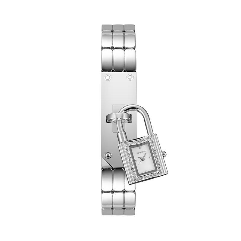 Konkaves Schloss Armbanduhr Damen Persönlichkeit Kreativ Diamant Anhänger Schloss Uhr Damen Quarz Uhr white
