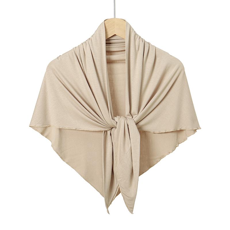 Neuer Baumwoll-Jersey-Hijab Dreieckstuch Muslimisch Sofort tragbar Sofort-Hijab Einfarbige Kopftücher Wickel Premium Jersey Band beige