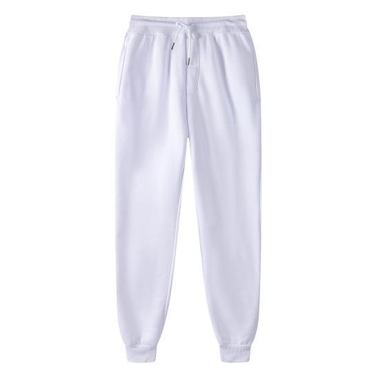 Damen Sporthose mit Kordelzug, elastischer Bund, lockere Jogginghose mit Knöchelband und Taschen, einfarbig, Jogginghose, Laufhose, Freizeithose XL weiß
