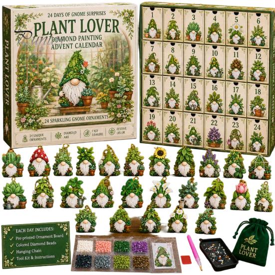 Komplettes Faux-Diamant-Kunst-Set Halloween-Gnom Adventskalender, Weihnachten DIY Countdown Überraschung für Kinder Erwachsene Bastelset, Handgefertigte Hängeornamente E
